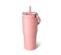 BrüMate Resa 25oz 100% Leakproof Travel Tumbler with Handle & Straw | Flexible SoftSip Straw | Silicone Sleeve for Durability | Stainless Steel | Cup Holder & Travel Friendly Water Bottle | (Guava)