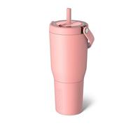 BrüMate Resa 35oz 100% Leakproof Travel Tumbler with Handle & Straw | Flexible SoftSip Straw | Silicone Sleeve for Durability | Stainless Steel | Cup Holder & Travel Friendly Water Bottle | (Guava)