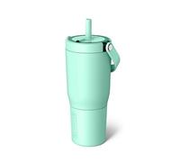 BrüMate Resa Travel Mug with Handle and Straw, Flexible SoftSip Straw, Silicone Sleeve for Durability, Stainless Steel Cup Holder and Travel Friendly Water Bottle, 750 ml, Mint Green