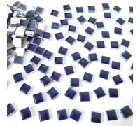 Brueyart 200 Pieces Square Mosaic Tiles for Crafts Bulk, Ceramic Mosaic Pieces 16 Colors Ceramic Mosaic Tile, 12mm Stained Mosaic Ceramic Tiles for Mosaic Projects Home Decor - Dark Blue Mosaic Tiles