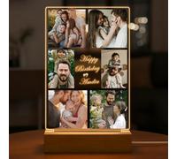 Brueyee Personalized Birthday Gift with Photos - Custom Photo Frame with Night Light - Personalized Collage for Wall or Desk - Unique Christmas & Birthday Gift for Family, Friends, Mom, Dad