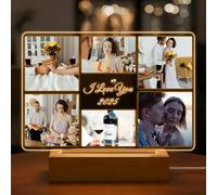 Brueyee Personalized Photo Frame with Night Light, Custom Picture Frames with Photos, Personalized Christmas Birthday Gifts for Women, Men, Mom, Dad, Baby, Kid, Pet, Friend, Family