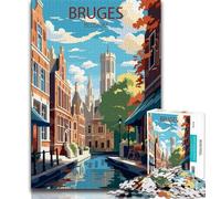 Bruges Belgium 1000 Piece Jigsaw Puzzles for Adults & Teens,Brain Intelligence Challenge Addictive Toys for Home Decoration 38x26cm