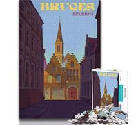 Bruges, Belgium Cityscape Jigsaw Puzzles for Teenagers 1000 Piece,Challenging Game And Family Play with Fully Interlocking Randomly Shaped Pieces 75x50cm