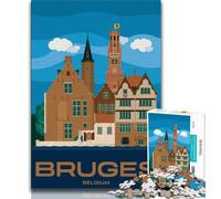 Bruges Belgium Cityscape JigsawPuzzle 1000 Pieces for Teenagers,Challenging Game And Family Play Wall Decoration Unique Birthday And Xmas Gifts 75x50cm