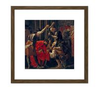 Brugghen Christ Crowned With Thorns Painting 8X8 Inch Square Wooden Framed Wall Art Print Picture with Mount Artery8 Brown One Size