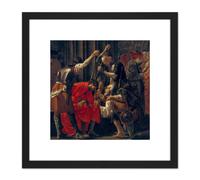 Brugghen Christ Crowned With Thorns Painting 8X8 Inch Square Wooden Framed Wall Art Print Picture with Mount Artery8 Black One Size