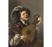 Brugghen Man Playing Lute France Painting Large Wall Art Print Canvas Premium Mural