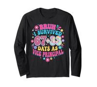 Bruh 100 Days Vice Principal Retro Groovy Long Sleeve T-Shirt