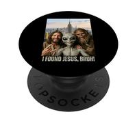 Bruh Bigfoot Alien Jesus Rock On Hand Sign UFO Selfie PopSockets Adhesive PopGrip