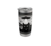 Bruh Black Cat Selfie UFO Alien Spaceship Paranormal Meme Stainless Steel Insulated Tumbler