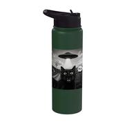 Bruh Black Cat Selfie UFO Alien Spaceship Paranormal Meme Stainless Steel Insulated Water Bottle