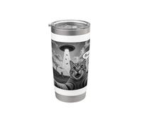 Bruh Cat Selfie UFO Alien Spaceship Scared Cat Meme Graphic Stainless Steel Insulated Tumbler