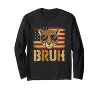 Bruh Cheetah Tshirt Meme Graphic Tee Men Boys Animal Kids Long Sleeve T-Shirt