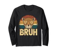 Bruh Cheetah Tshirt Meme Graphic Tee Men Boys Animal Kids Long Sleeve T-Shirt
