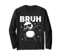 Bruh Dabbing Panda Sunglasses Funny Panda Dabbing Cute Kids Long Sleeve T-Shirt