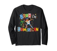 Bruh Dominican Kid Dabbing Caribbean Pride Long Sleeve T-Shirt