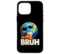 Bruh Earth Sunglasses Iced Coffee Meme Case for iPhone 16 Pro Max