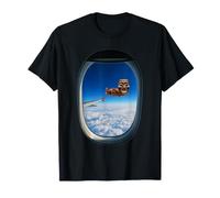 Bruh Flying Tung Tung Sahur Airplane Window Brainrot Meme T-Shirt
