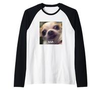 Bruh Funny Cute Chihuahua Face Blurry Dog Meme Raglan Baseball Tee