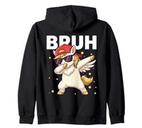 BRUH Funny Dabbing Pegasus Cute Kids Boys Fantasy Lover Zip Hoodie