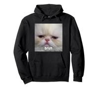 "Bruh" Funny Sad Persian Cat Kitten Blurry Meme Pullover Hoodie