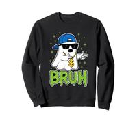 Bruh Ghost Wearing Pendant Funny Halloween Costume Novelty Sweatshirt