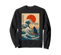 BRUH Great Wave Kanagawa Funny Japanese Surfing Cat Sweatshirt