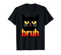 Bruh Grumpy Black Cat Funny Retro Minimal T-Shirt