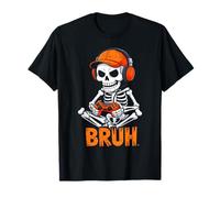 Bruh Halloween Boys Kids Gamer Mens Skeleton Video Gaming T-Shirt