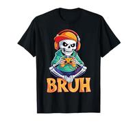 Bruh Halloween Boys Kids Gamer Mens Skeleton Video Gaming T-Shirt