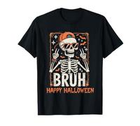 Bruh Happy Halloween Skeleton Funny Boys Kids Teens Rock T-Shirt