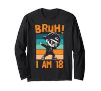 Bruh I Am 18 Year Old Dabbing Boy 18th Birthday Decorations Long Sleeve T-Shirt