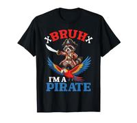 Bruh I Am A Pirate Cute Raccoon Riding Parrot Sword Captain T-Shirt