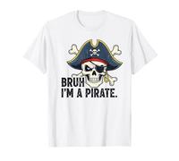 Bruh I’m a Pirate Funny Skeleton Halloween Costume Boys Kids T-Shirt