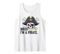 Bruh I’m a Pirate Funny Skeleton Halloween Costume Boys Kids Tank Top