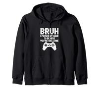 Bruh I Paused My Game To Be Here Controller Down Energy Zip Hoodie