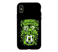 Bruh I Survived 6 7 Now I Am 8 Soccer Player 8th Birthday Case for iPhone X/XS