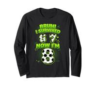 Bruh I Survived 6 7 Now I Am 8 Soccer Player 8th Birthday Long Sleeve T-Shirt