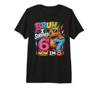 Bruh I Survived 6 7 Now Im 8 Funny Capybara 8th Birthday Boy Premium T-Shirt