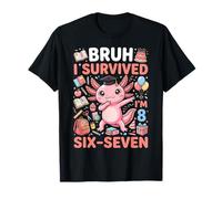 Bruh I Survived Six Seven I'm 8 Dabbing Axolotl 8th Birthday T-Shirt