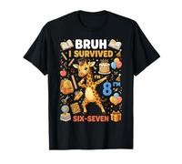 Bruh I Survived Six Seven I'm 8 Dabbing Giraffe 8th Birthday T-Shirt