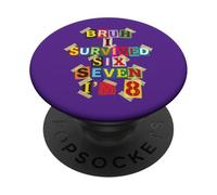 Bruh I Survived Six Seven I'm 8 Years Old Ransom Note PopSockets Adhesive PopGrip