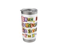 Bruh I Survived Six Seven I'm 8 Years Old Ransom Note Stainless Steel Insulated Tumbler