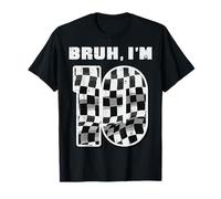 Bruh Im 10 Checkered Flag 10th Year Old Birthday Boys Kids T-Shirt