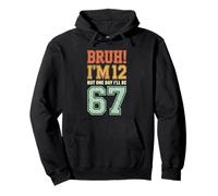 Bruh I'm 12 But One-Day I'll Be 67 Retro 12th Birthday Kids Pullover Hoodie