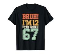 Bruh I'm 12 But One-Day I'll Be 67 Retro 12th Birthday Kids T-Shirt