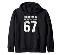 Bruh I'm 12 But One-Day I'll Be 67 Retro 12th Birthday Kids Zip Hoodie