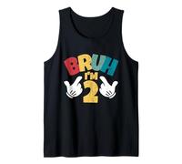 Bruh Im 2 2nd Birthday Boy Retro Two Year Old Toddler Tank Top