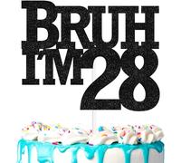 Bruh I'm 28 cake decoration men's 28th birthday happy "Hello, Big Brother" decoration, cheers brother 28 birthday party numbers flag decoration supplies (28th)